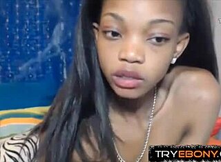 Amateur black girl enjoys tight pussy play with toys